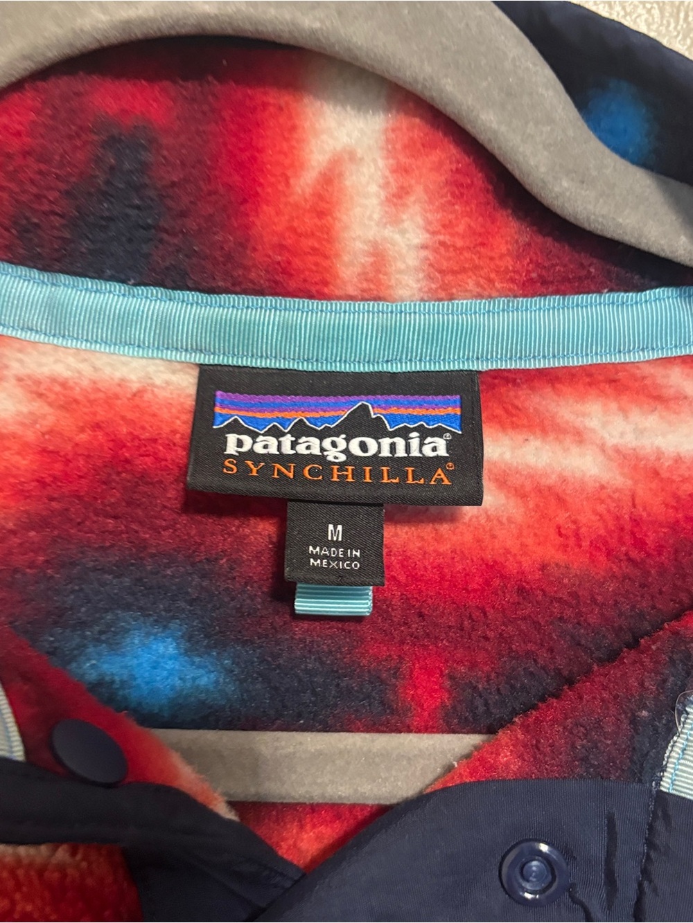 Patagonia Synchilla Snap-T Fleece Pullover Aztec Blue Red Women’s M Wild Desert - Picture 3 of 6